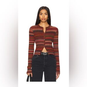 RE/DONE Crewneck Cardi in Fire Combo